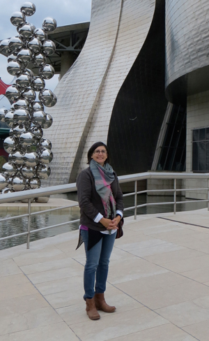 Nancy in front of the Guggenheim Museum